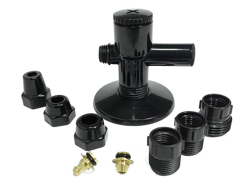 Adaptador Filtro de agua Registro + ponto de Agua ABS Preto