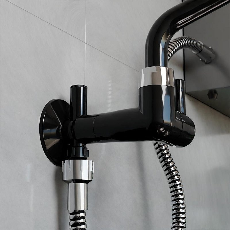 Adaptador Filtro de agua Registro + ponto de Agua ABS Preto