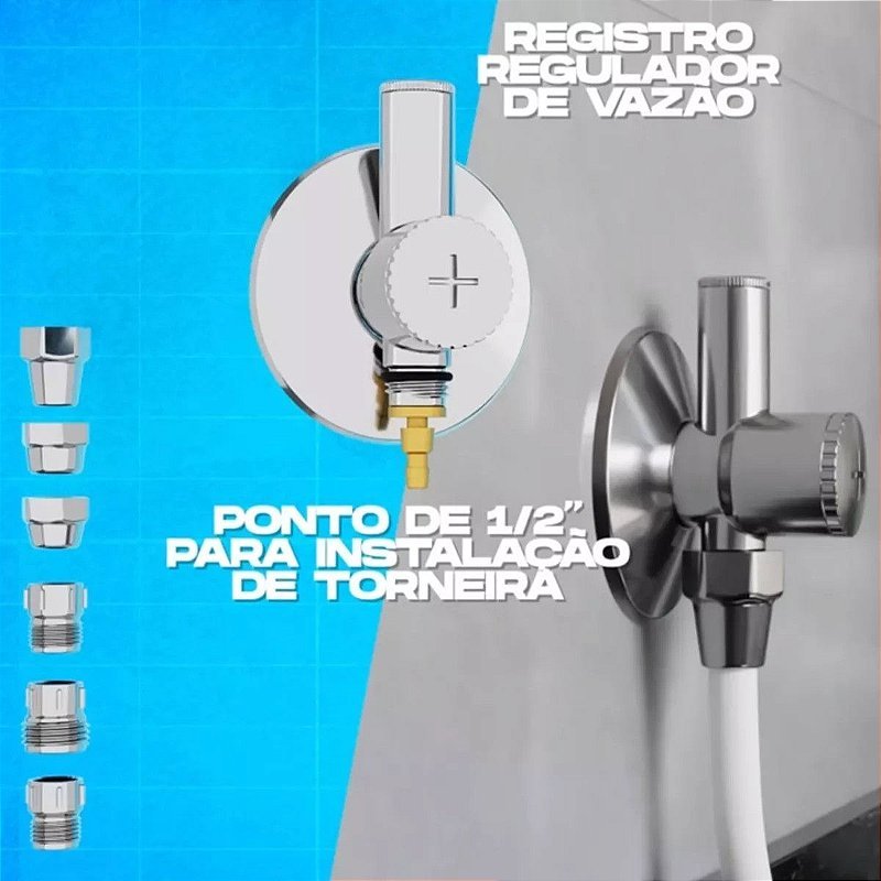 Adaptador Filtro de agua Registro + ponto de Agua ABS Preto