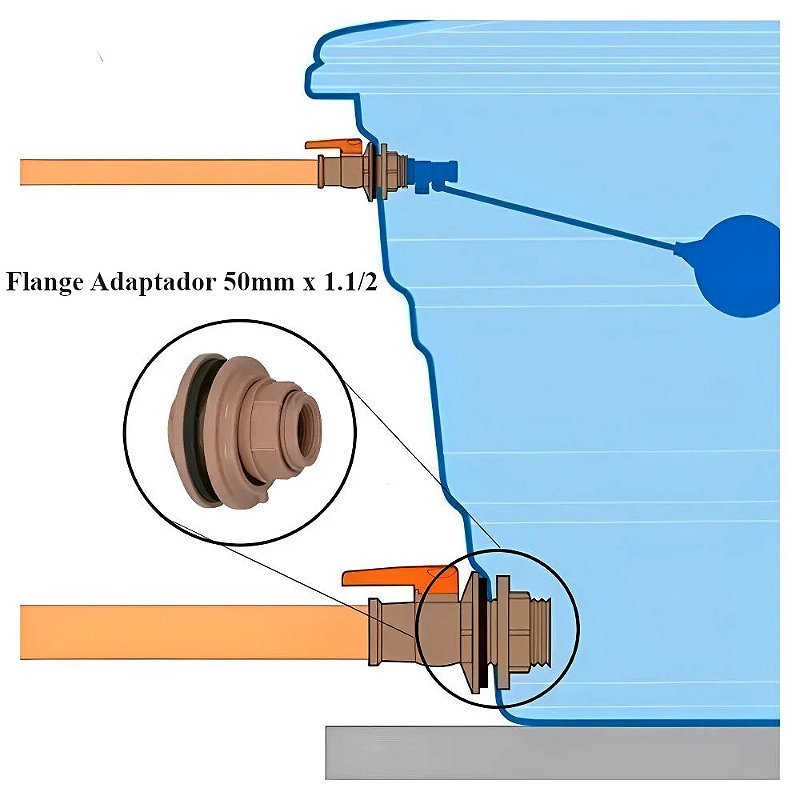 Adaptador Flange Caixa D' agua Soldável 50 Mm X 1.1/2 Uni