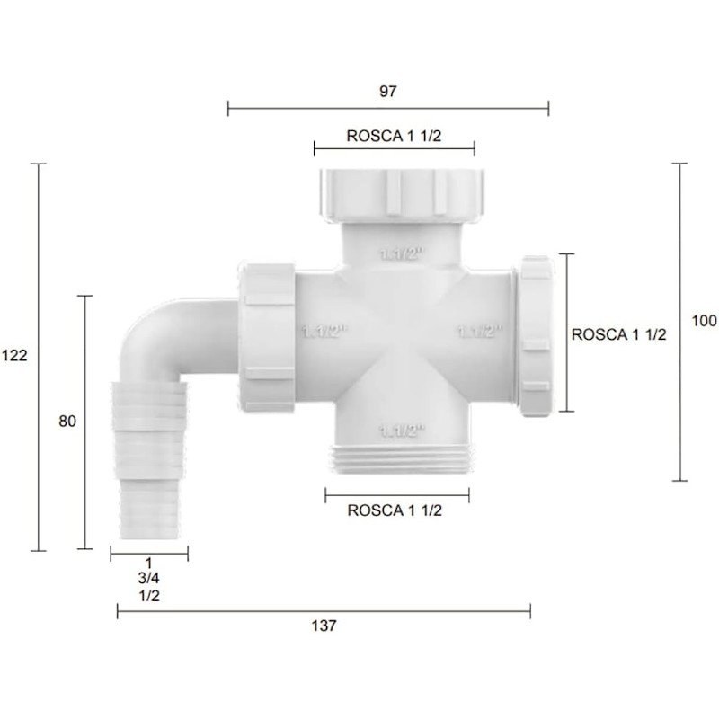 Adaptador Máquina Lavar Louça Roupa Tanque Cruzeta Blukit