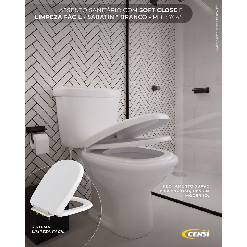 Assento Sanitario Censi Soft Close Sabatini - Branco - 7645