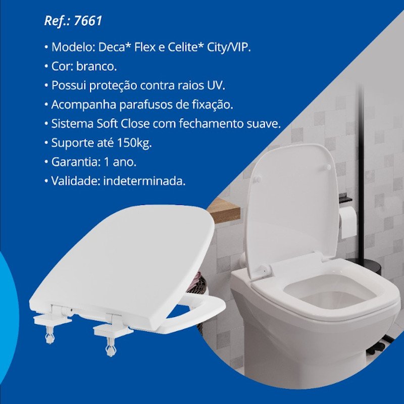 Assento Sanitário Deca modelo Flex Soft Close Branco Censi