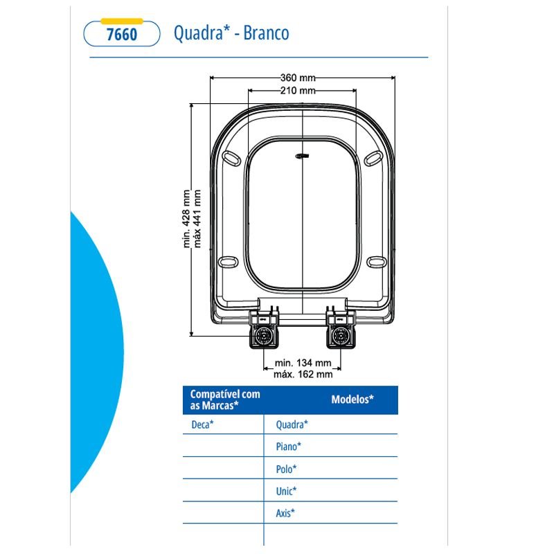Assento Sanitario Deca modelo Quadra Soft Close Branco Censi