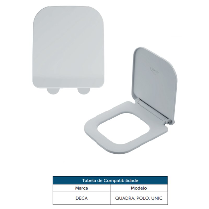 ASSENTO SANITARIO TAMPA VASO SOFT CLOSE QUADRA BRANCO BLUKIT