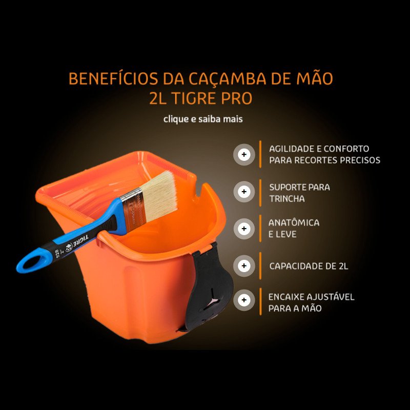 Balde Pintura Caçamba de Mão 2lt plástico Tigre Pro