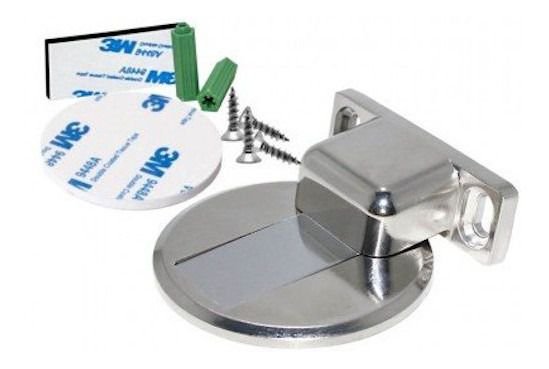 Batente De Porta Prendedor Magnetico Slim A%25E7o Cromado