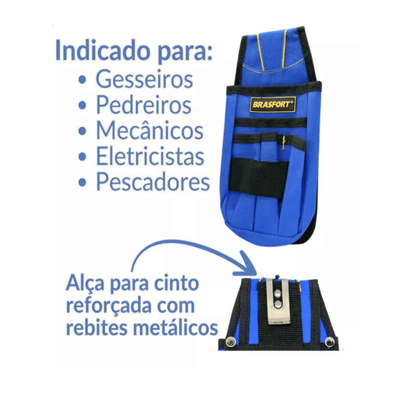 Bolsa Pochete p/ Ferramentas Poliéster 6 Bolsos Brasfort