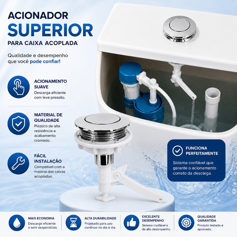 Botão Reparo Acionador Caixa acoplada Superior Convencional