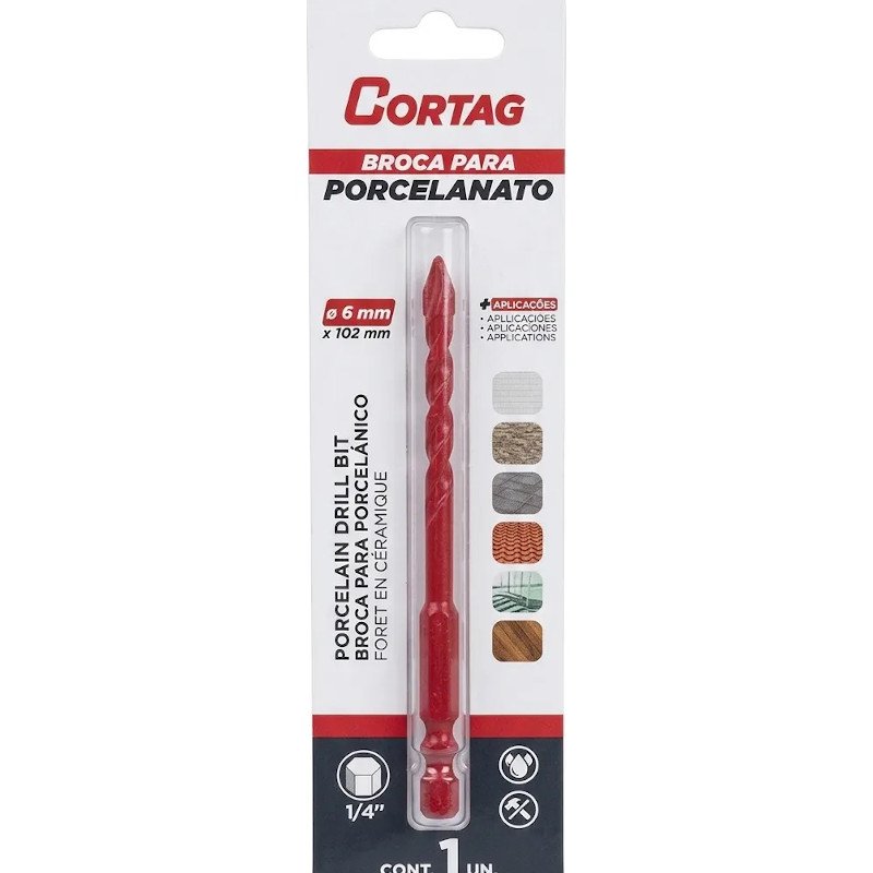BROCA PORCELANATO MULTIUSO 6 mm X 102 MM RESISTENTE CORTAG