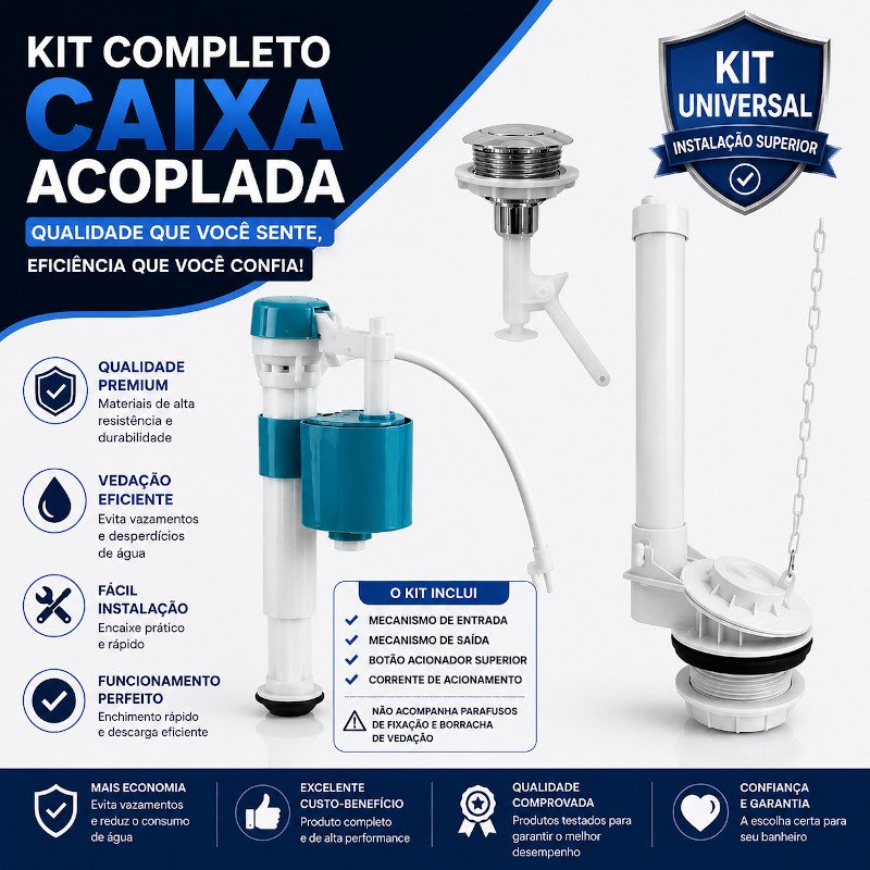 caixa acoplada Kit entrada saida superior Universal completo