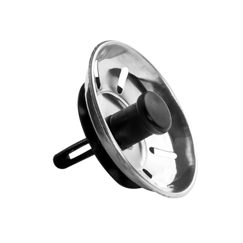 Cestinha inox para válvula pia 4.1/2 puxador preto padova