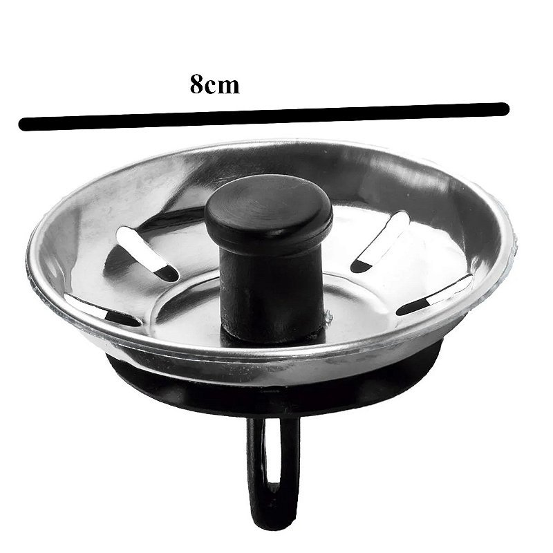 Cestinha inox para válvula pia 4.1/2 puxador preto padova
