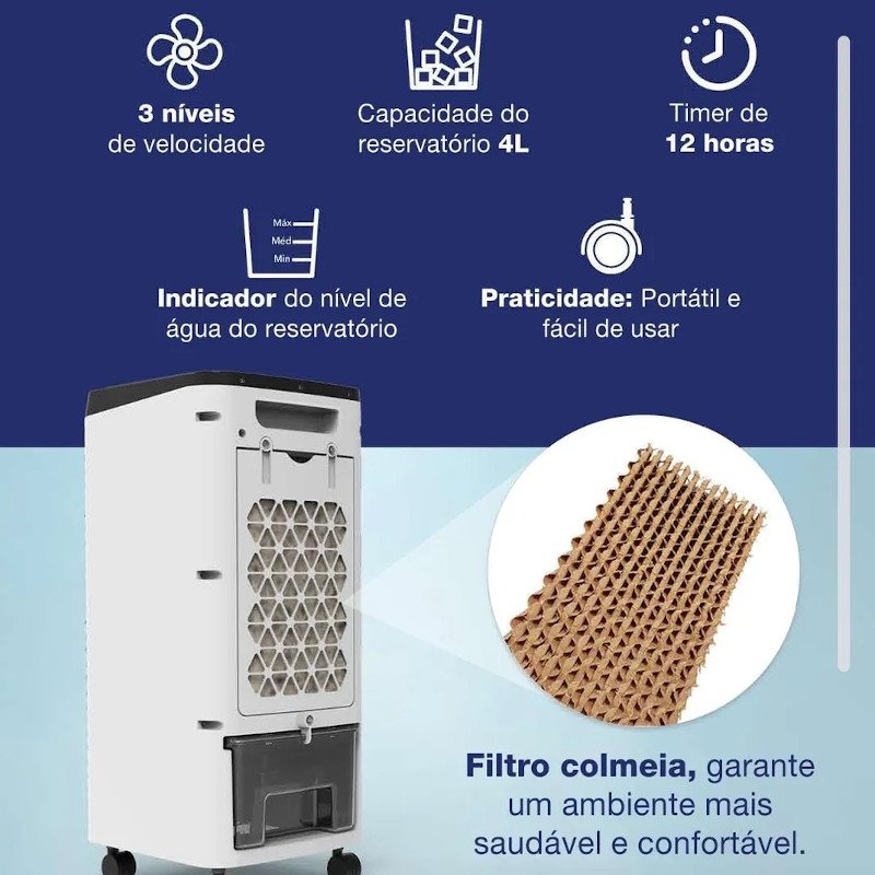 CLIMATIZADOR AR DIGITAL 4 em 1 portatil Enerbras 220v 55w BR