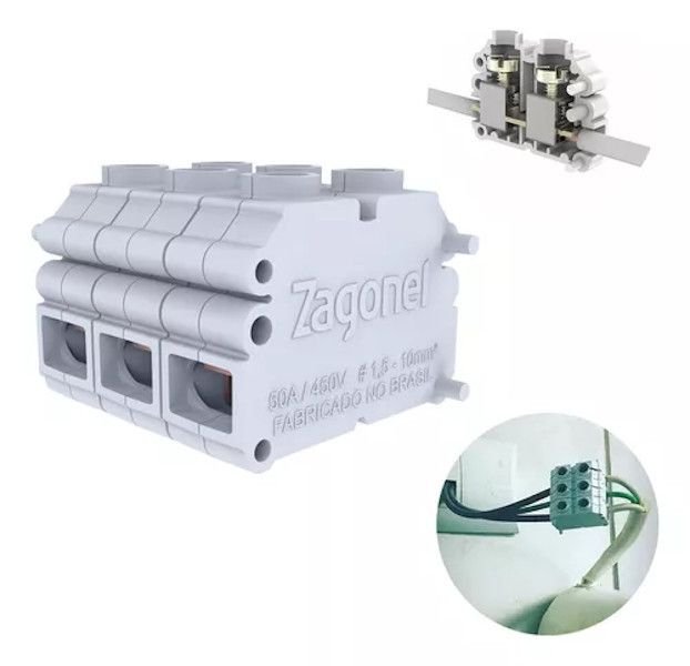 Conector Chuveiro Instalação Emenda fios 1,5mm a 10mm triplo