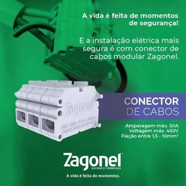 Conector Chuveiro Instalação Emenda fios 1,5mm a 10mm triplo