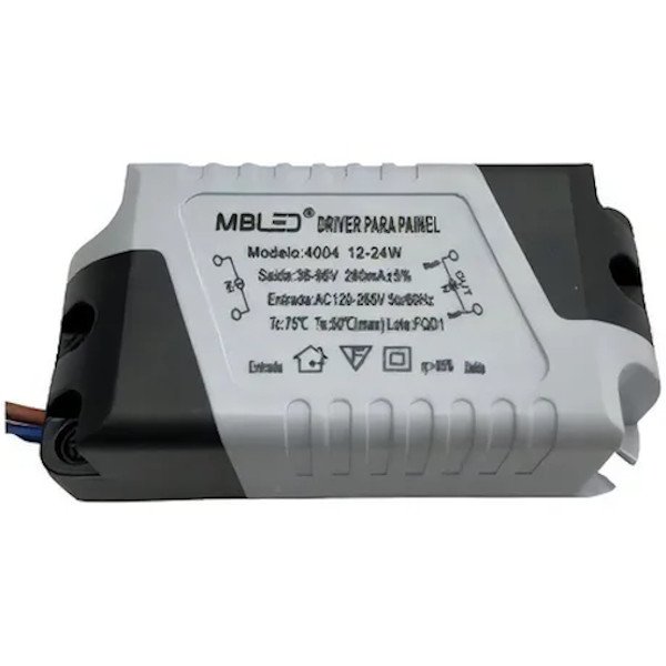 Driver LED reator Universal painel Plafon 12W a 24W Bivolt