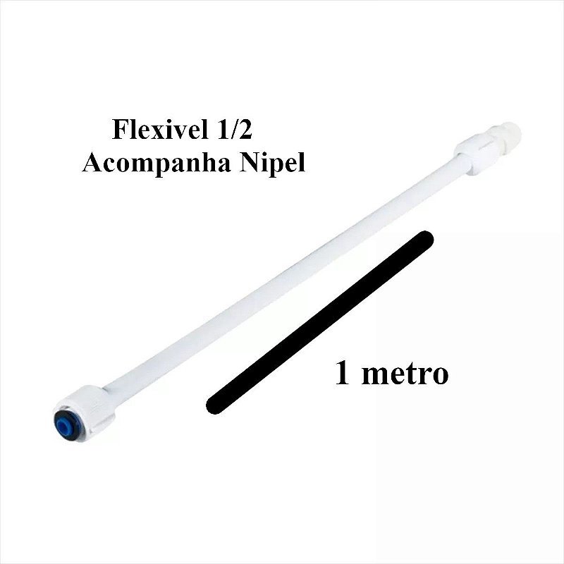 Engate Flexivel PVC Branco 1 metro 1/2 Refor%25E7ado Plasbohn