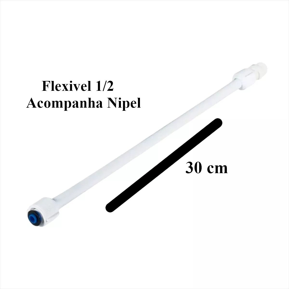 Engate Flexível PVC Branco 30cm 1/2 Reforçado Plasbohn 10 pc