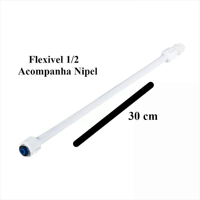Engate Flexível PVC Branco 30cm 1/2 Reforçado Plasbohn