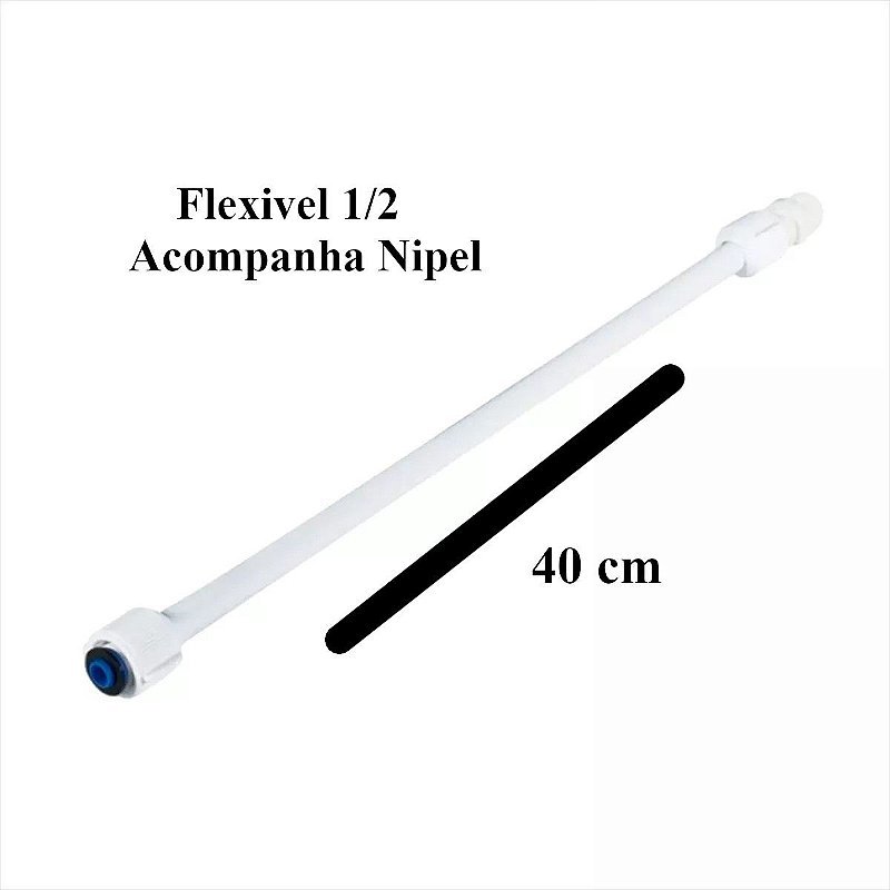 Engate Flexível PVC Branco 40cm 1/2 Reforçado Plasbohn