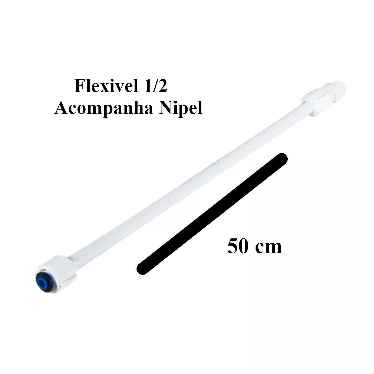 Engate Flexivel PVC Branco 50cm 1/2 Reforcado Plasbohn 10 pc
