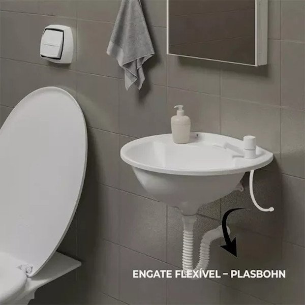 Engate Flexível PVC Branco 60cm 1/2 Reforçado Plasbohn 10 pc