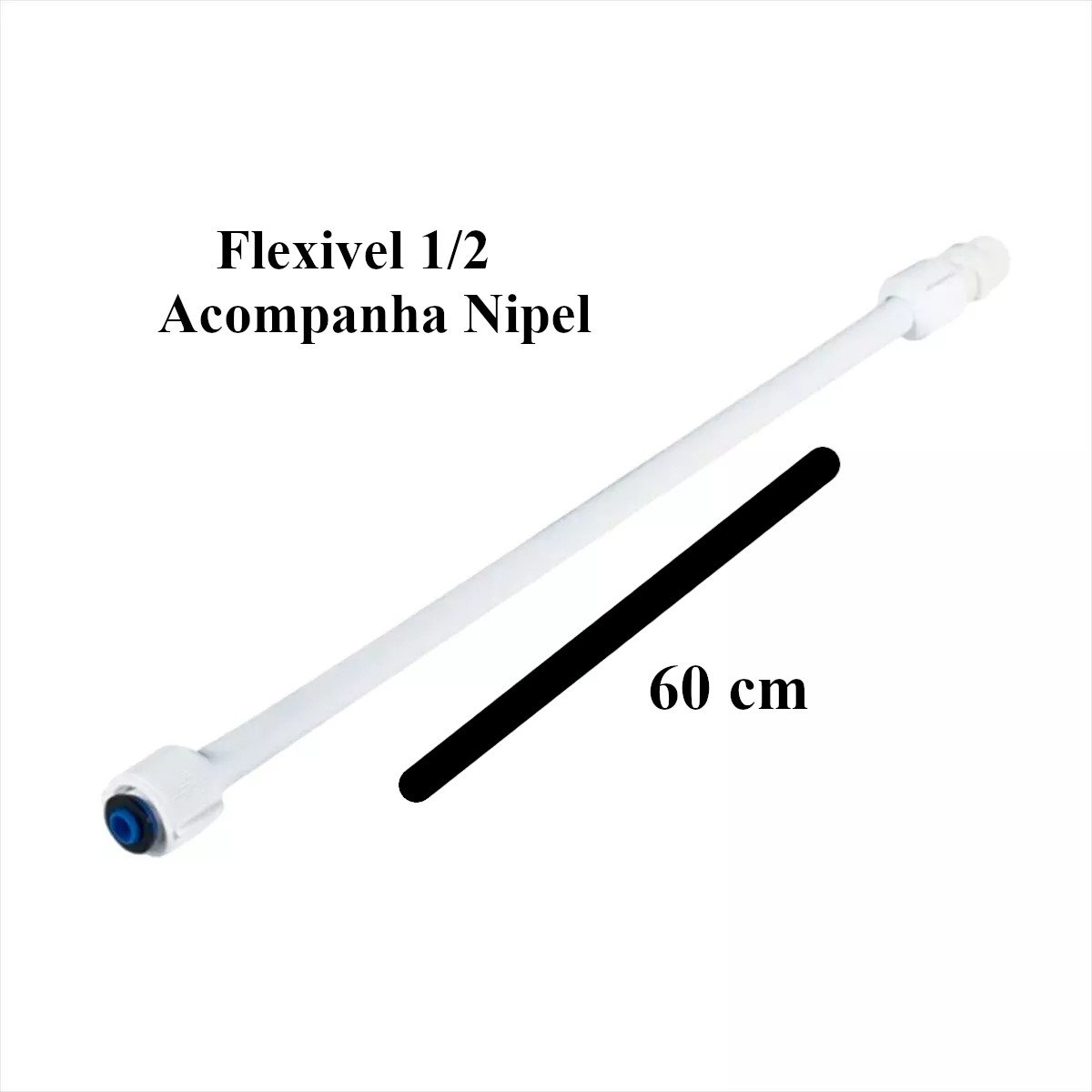 Engate Flexível PVC Branco 60cm 1/2 Reforçado Plasbohn 10 pc