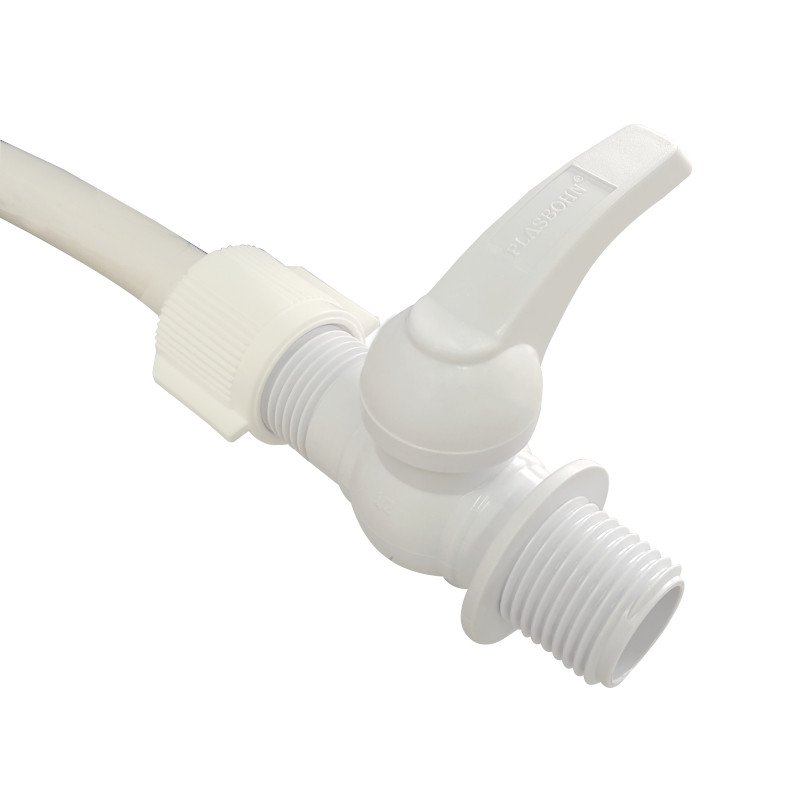 Engate Flexível PVC Branco c\ Registro 40cm 1/2 Plasbohn