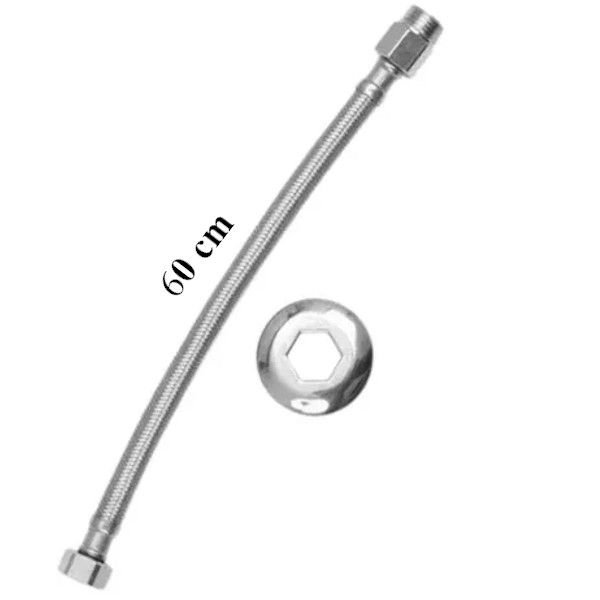 Engate Mangueira Flexivel Trançado Aço Inox 60cm quente frio flux