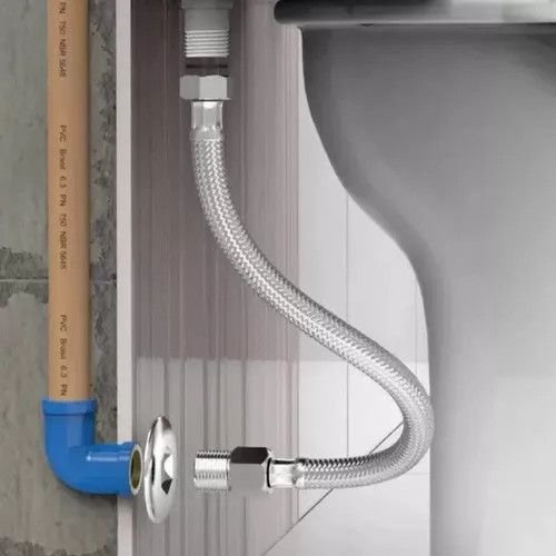 Engate Mangueira Flexivel Trançado Aço Inox 60cm quente frio flux