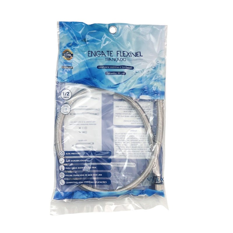 Engate Mangueira Flexível Trançado Aço Inox 80cm Quente Frio