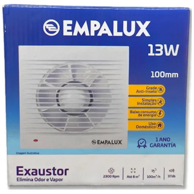 Exaustor Banheiro Lavabo Residencial 100mm 13w 220v Empalux