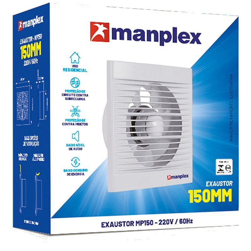 Exaustor Banheiro Lavabo Residencial 150mm 18w 220v Manplex