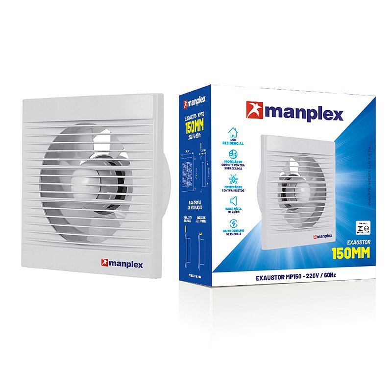 Exaustor Banheiro Lavabo Residencial 150mm 18w 220v Manplex