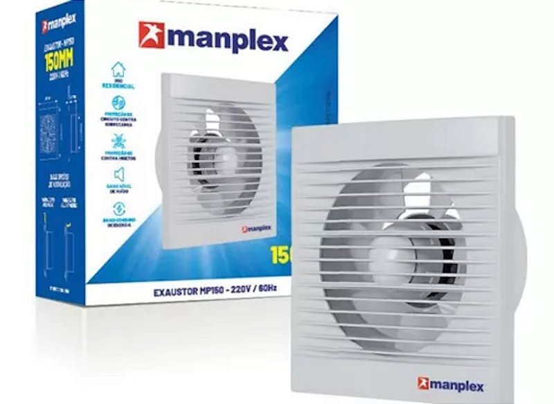 Exaustor Banheiro Lavabo Residencial 150mm 18w 220v Manplex