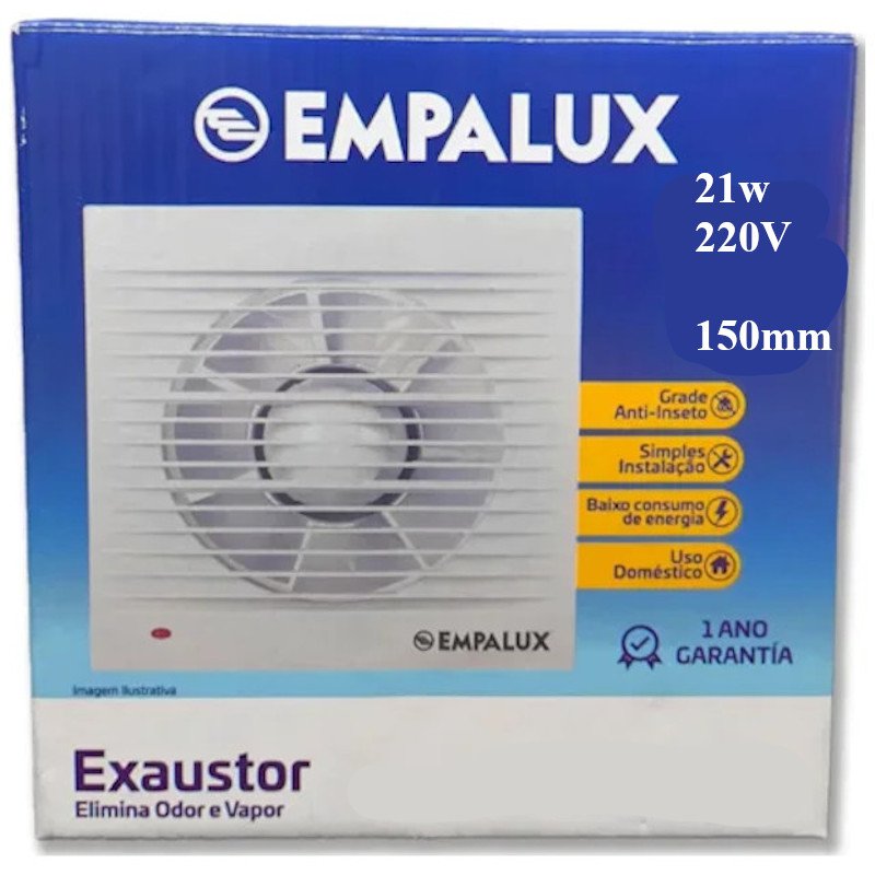 Exaustor Banheiro Lavabo Residencial 150mm 21w 220v Empalux