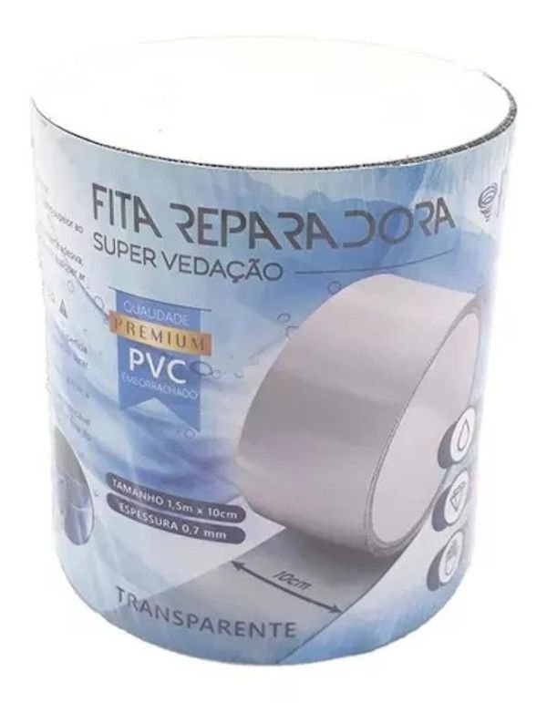 Fita Adesiva Reparadora prova D'Agua Transp 10cm x 1,50 mt