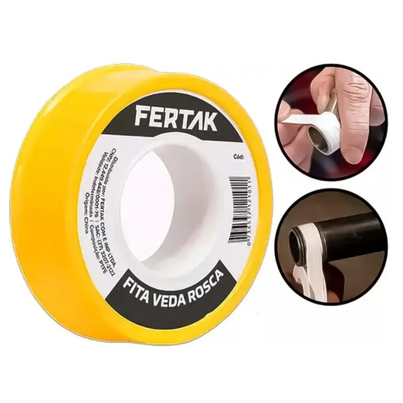  Fita Veda Rosca Teflon 18mm X 50m Premium Vedação Fertak