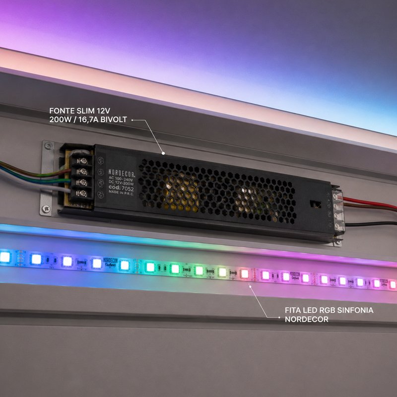 Fonte Alimentação SLIM DC12V 16,7 A/200W Bivolt Nordecor