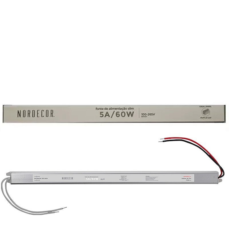 FONTE DE ALIMENTAÇÃO SLIM DC12V 5A/60W Bivolt Nordecor