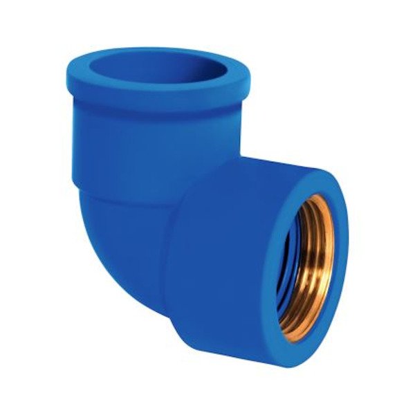 Joelho Azul Soldável x Rosca Bucha Latão 90º 25 x 3/4 shiva