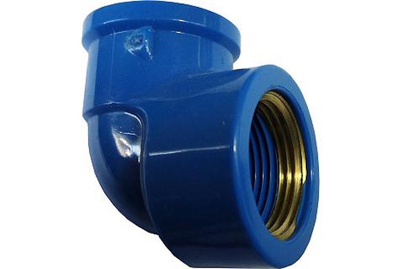 Joelho Azul Soldável x Rosca Bucha Latão 90º 25 x 3/4 shiva