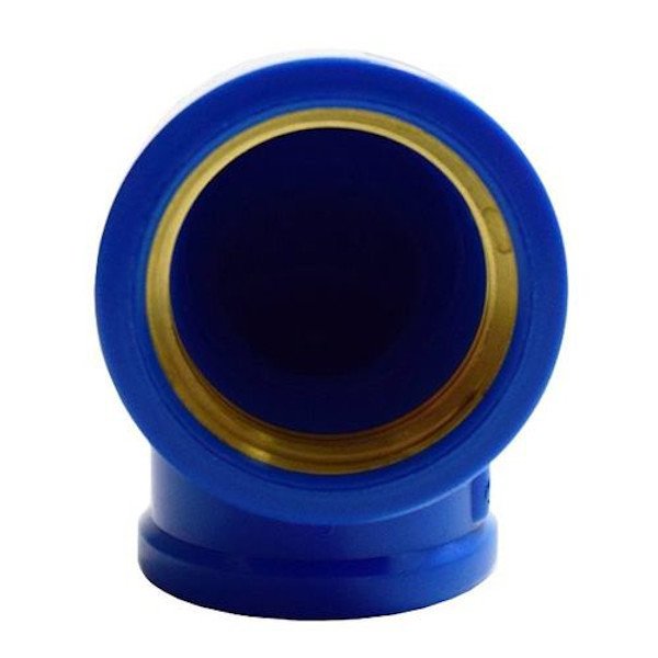 Joelho Azul Soldável x Rosca Bucha Latão 90º 25 x 3/4 shiva