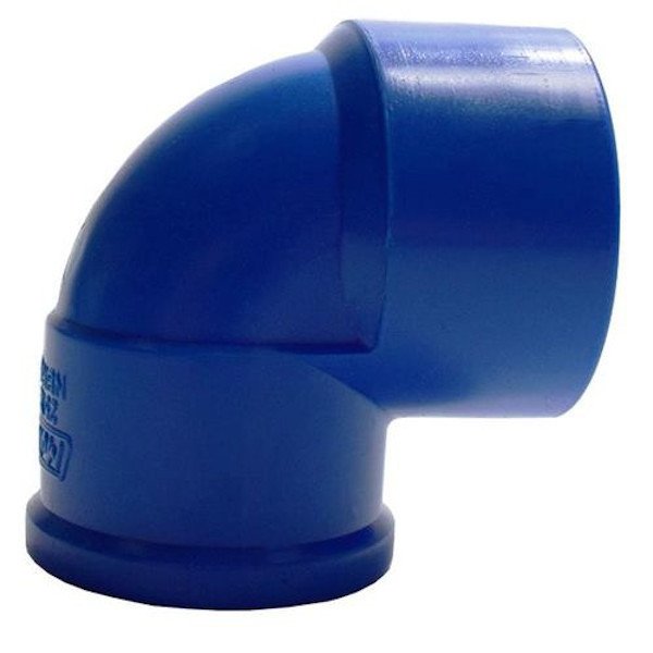 Joelho Azul Soldável x Rosca Bucha Latão 90º 25 x 3/4 shiva