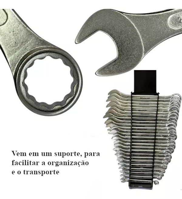 Jogo Chave Combinada Aço Carbono 6mm ao 32mm 26 pcs Brasfort
