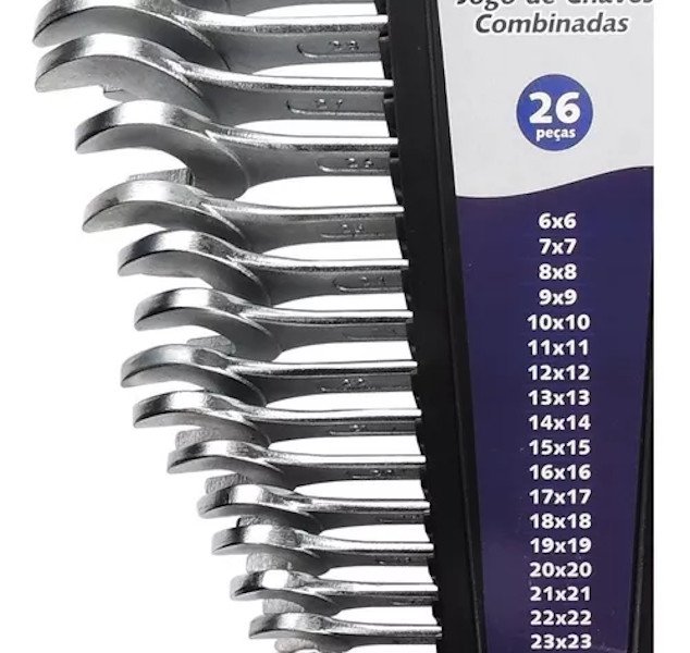 Jogo Chave Combinada Aço Carbono 6mm ao 32mm 26 pcs Brasfort