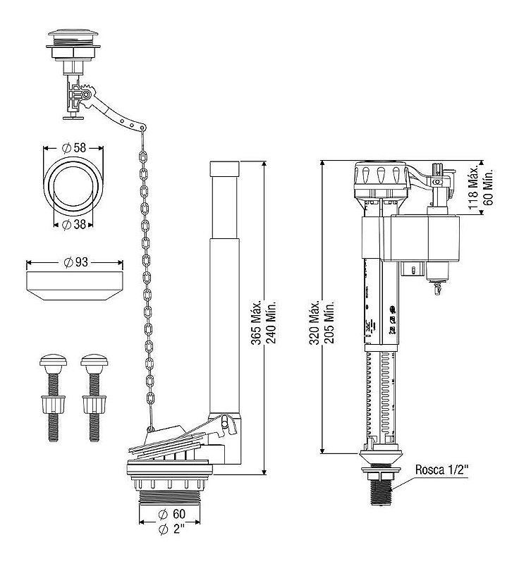 Kit Caixa Acoplada Completo Reparo Saida Convencional Censi