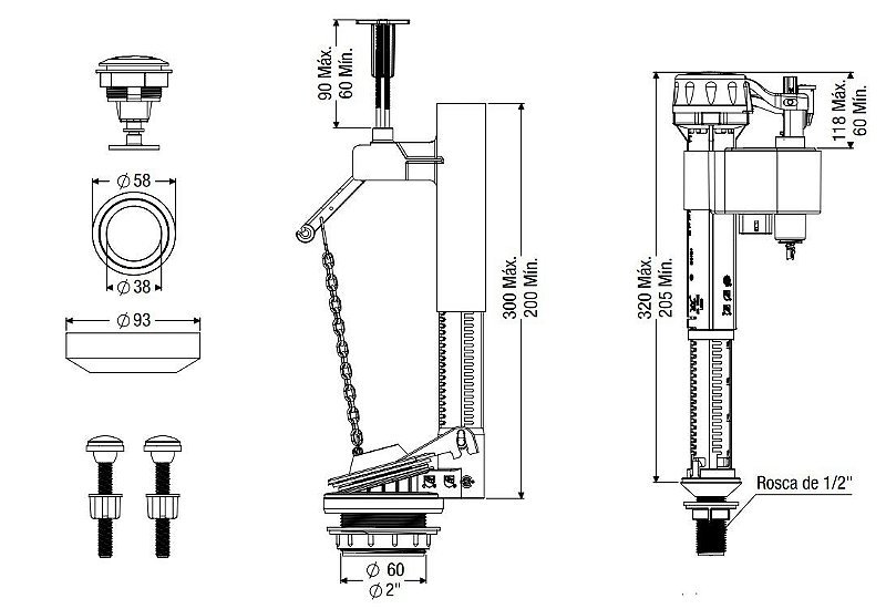 Kit Caixa Acoplada Completo Reparo Saida Convencional Censi
