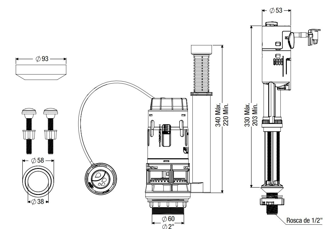 Kit Caixa Acoplada Reparo Completo Master Dual Flush Censi